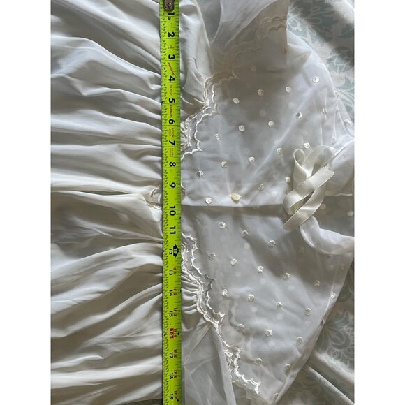 Vintage  Sheer White Nightgown & Robe Set Polka Dot Embroidery & Lace Trim Sz 34 - Picture 5 of 16